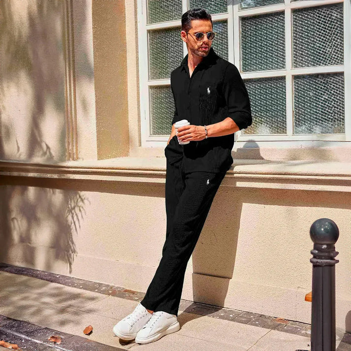 [BUY 1 GET 1 FREE + SUNGLASSES] Set Premium Sunset – Chemise & Pantalon + Lunettes de Soleil